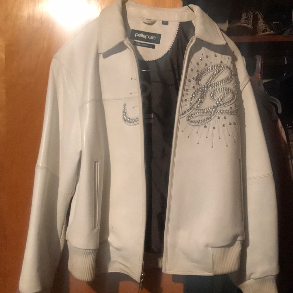 All white authentic Pelle Pelle leather Jacket